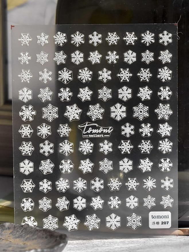 SoftSoul Snowflake Nail Stickers, 5D Embossed, White with Silver Accent, Premium Salon-Quality, Easy Application, Self-Adhesive, DIY Manicure, Nail Art, Press on, Home or Salon Use