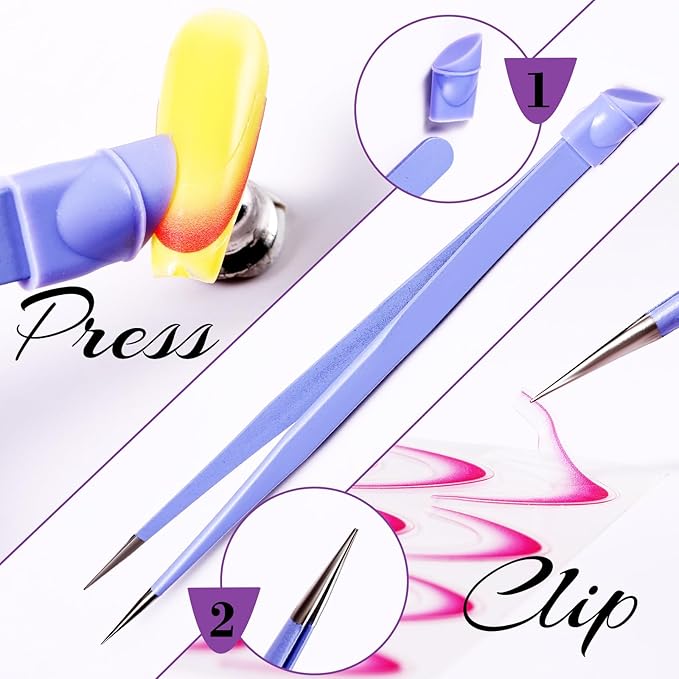 12 Sheets Colorful French Tip Nail Stickers, Gradient French Line Nail Art Stickers with Tweezer, French Tip Nail Decals 3D Self-Adhesive Nail Tips Guides for Women Manicure Decoration