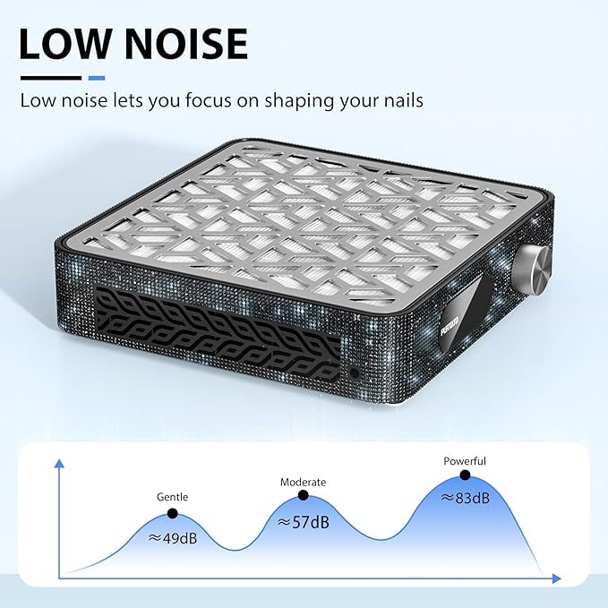 Nail Dust Collector, Powerful Vacuum Fan Vent Dust Collector Extractor Dust Suction Machine for Acrylic Nails Polishing, Nail Salon,Black Diamond