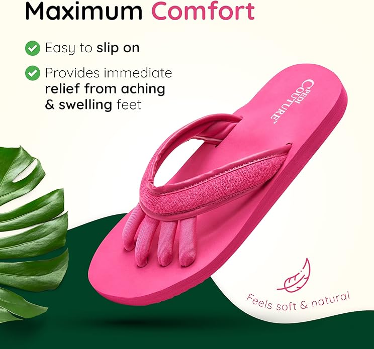 Pedi Couture Pedicure Sandals with Built In Toe Separators for Women - Comfortable Spa Style Flip Flops for Home, Salon, Yoga & Gym Use