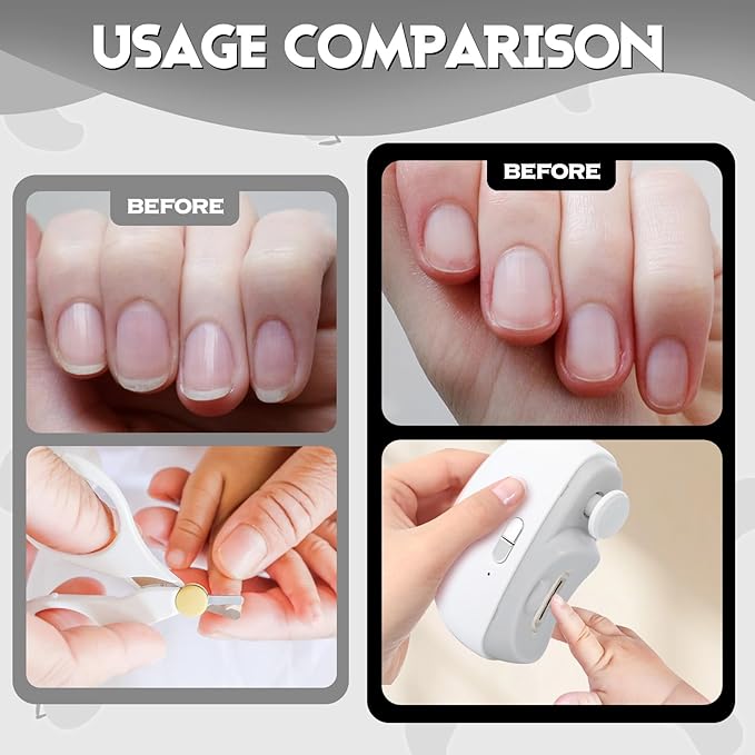 Electric Nail Clipper,2 in 1 Automatic Nail Trimmer with Polishing,Portable Fingernail Cutter 2 Speeds File Nail Clip Storage Rechargeable Safety Trimmer for Baby, Kids, Adults, Seniors (White)