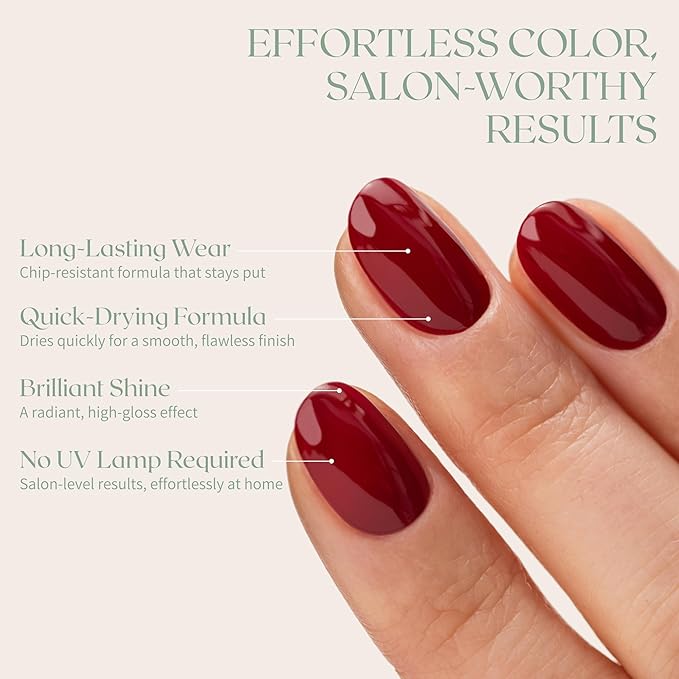 Breathable Premium Long Lasting Nail Polish (Ruby Red) - Vegan & Toxin-Free