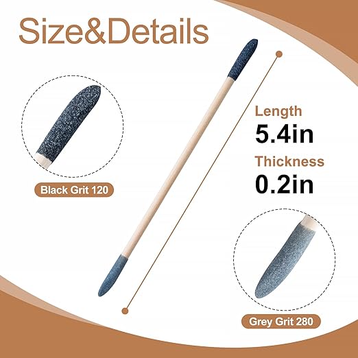 30 Pcs Sanding Sticks, Premium Double-Ended Matchstick Sanding Stick for Small Area/Hole Sanding, Fine Detail Polishing Sticks for Plastic Models/Wood/Metal, 120/280 Grit
