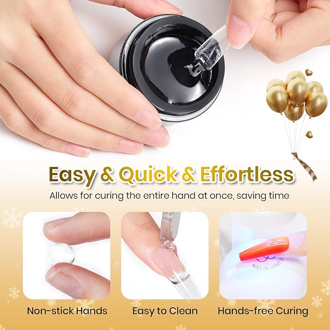 Beetles Solid Nail Glue Gel for False Tips, 15g Strong Adhesion for Press on Acrylic Tips, Clear Hard Gel 3D Sculpting for Christmas Nail Art UV Light Cured
