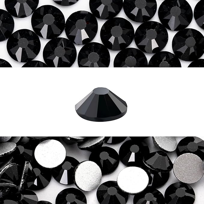 Novani 288 Pieces Flatback Rhinestones Glass Round Gems Black Crystals for Nail Art DIY Crafts Clothes Shoes,SS34,7.1-7.3mm