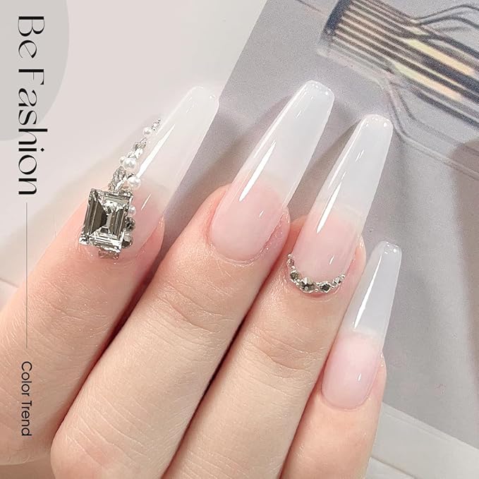 Sheer Milky White Gel Nail Polish,15ml Natural Jelly Nude Gel Polish Color Soak Off UV LED Nail Art Starter Manicure Salon DIY at Home X01