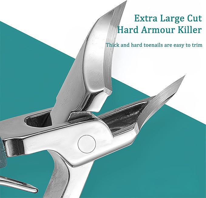 Eagle Beak Beveled Nail Clippers, Wide Jaw Opening Anti-Splash Slanted Nail Clippers Set, Super Sharp Oblique Large for Thick Nails, Seniors & Ingrown Care (Green)