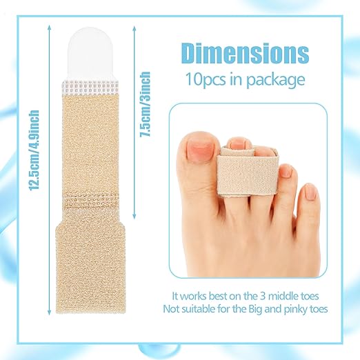 10 Pcs Hammer Toe Corrector Reusable Fabric Buddy Toe Wraps Hammertoe Straightener Fabric Hammer Toe Wraps Toe Protection Splint for Men Women Crooked Toes Curled Toes Bent Toes