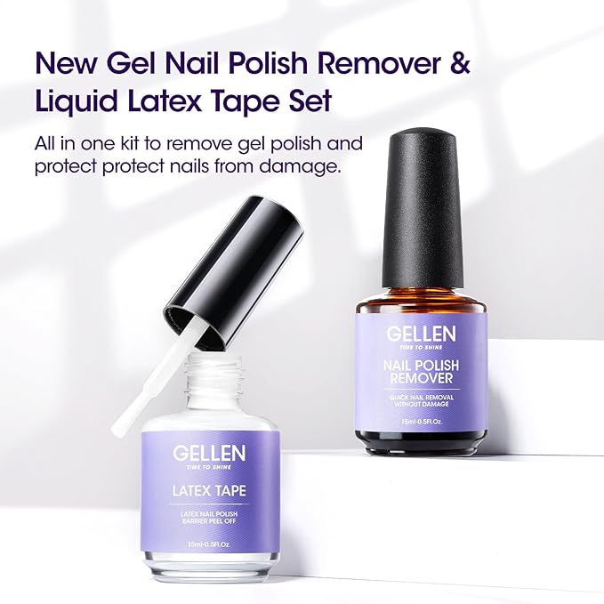 Gellen Gel Nail Polish Remover Kit, Gel Polish Remover with Liquid Latex for Nails, Quick & Easy Remover for Nails in 3-5 mins, No Need Soaking Or Wrapping