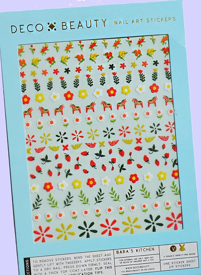 Deco Beauty Baba's Kitchen Nail Stickers - Lightweight & Easy-to-Apply Nail Art with Cute & Trendy Design - Durable & Long-Lasting Nail Stickers for Women, Ideal for DIY Manicures