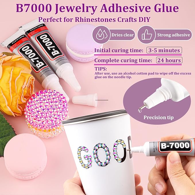 30000Pcs Resin Rhinestones for Bedazzling with Tweezers, AB Rhinestones for Crafting with B7000 Jewelry Glue for DIY Crafts Clothing Tumblers Shoes Fabric Nail Art