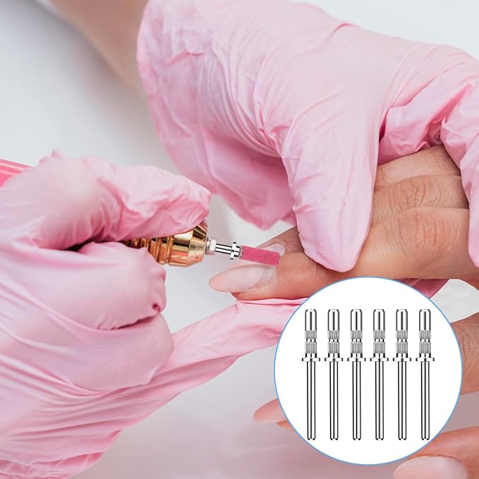 6 Pcs Mandrel Bits for Small Sanding Bands, 3 mm Small Mandrel Nail Bit Sanding Bits for Nails Drill Sandings Band Nails Drills Bit for Electric File Sanders Manicure Pedicures Tool Home Salon