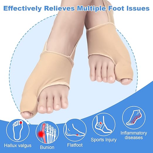2-Pack Bunion Corrector for Women & Men | Big Toe Straightener Splint with Silicone Spacers | Relieves Hallux Valgus, Bunion Pain & Bursitis | Day & Night Use