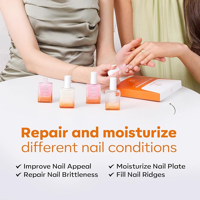 modelones Nail Strengthener Clear Nail Polish Repair for Damaged Nail Hardener Extra Strong and Growth Crystal Clear 15ml