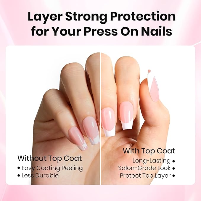 Beetles 3Pcs 15ml HEMA-Free Nail Glue Top Coat & Base Gel Set No Wipe Top Coat Base Nail Glue Gel for False Nails Shine Effect Long Lasting Nail Extension DIY Salon Nails at Home, U V Light Required