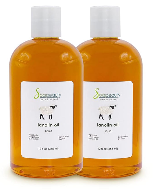 LANOLIN OIL Cold Pressed Unrefined | 100% Natural Available in Bulk | Carrier for Essential Oils, Face, Skin, Hair Moisturizer, Soap Making | (24 OZ)