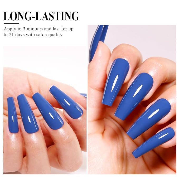 Imtiti Blue Gel Nail Polish, 15ML Misty Blue Gel Polish Autumn Winter Gel Nail Kit