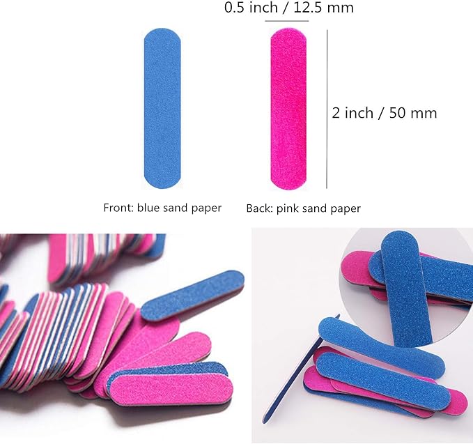 Mini Nail Files Bulk, 100 Pack 2 Inches Disposable Double Sided Emery Boards Manicure Pedicure Tools(1002)