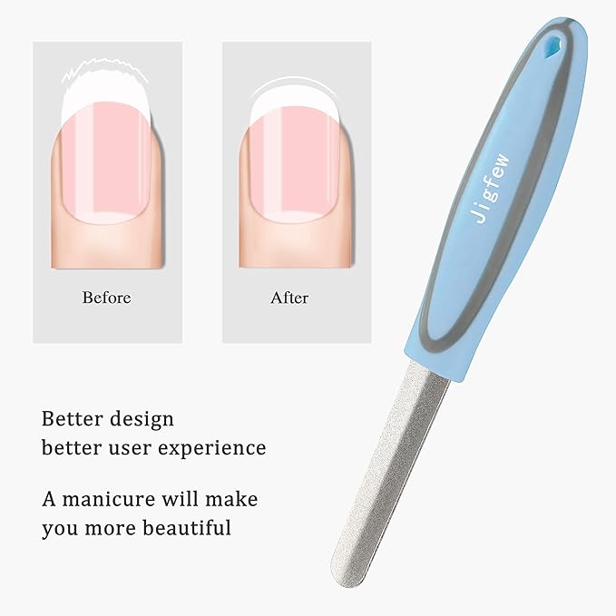 Metal Nail File,TPR Non-Slip Handle,Nail Files for Natural Nails Made of Stainless Steel, Diamond Finger Nail Filers for Women Sapphire Grit
