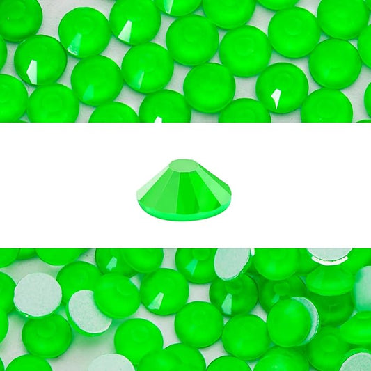 Novani 576 Pieces Flatback Rhinestones Glass Round Gems Neon-Green Crystals for Nail Art DIY Crafts Clothes Shoes,SS30,6.4-6.6mm