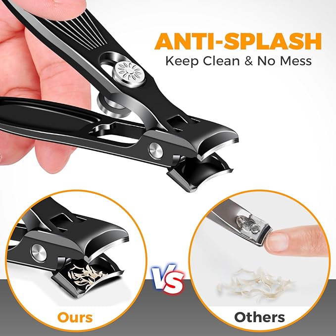 Nail Clippers for Men Thick Nails with Catcher, Large Toe Nail Clippers for Thick Toenails for Seniors with Wide Jaw Opening, Sharp Fingernail Clipper Cutter Set with Long Handle Gifts for Men Women