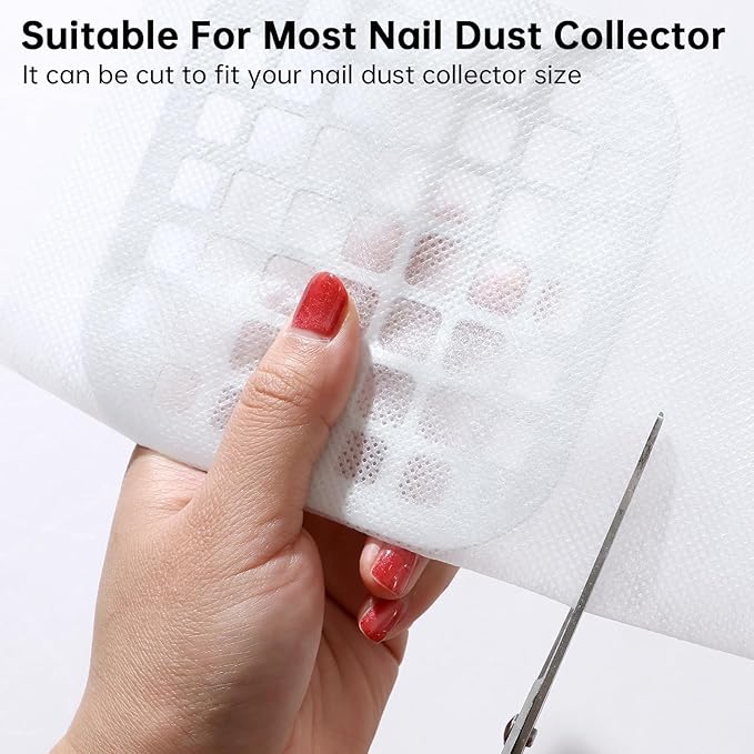 50PCS Nail Dust Collector Filter Cotton, PP Material Dust Collector Nail Tech Filter Cotton Pad Replacement Nail Vacuum Dust Vollector Filters Film Paper for Nail Supplies