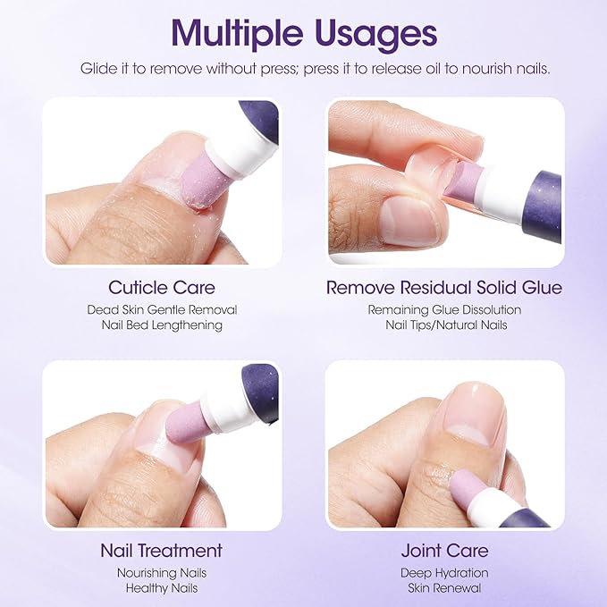 Gellen 4-in-1 Cuticle Pusher Pen with Micro-Dosin Oil, Cuticle Remover & Cuticle Oil in a Pen, Ceramic Nail Pusher Pen for Hangnails & Dry & Damaged Nails, Nail Care Pen for Repair & Nourish Nails
