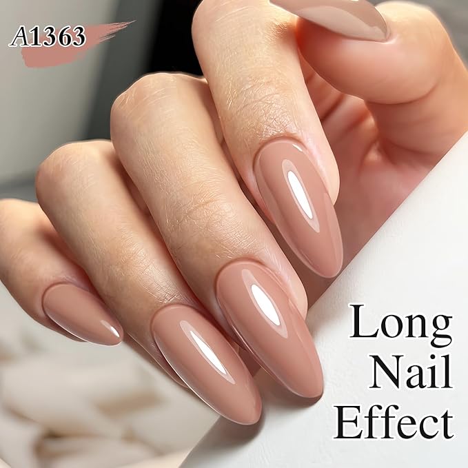 Double Rhythm Gel Polish 15ML Jelly Sheer Pastel Light Milky Color Pearl White Bottle 1 PC 0.5 OZ Full Size Nail Art Salon at Home (Nude Khaki-D1363)