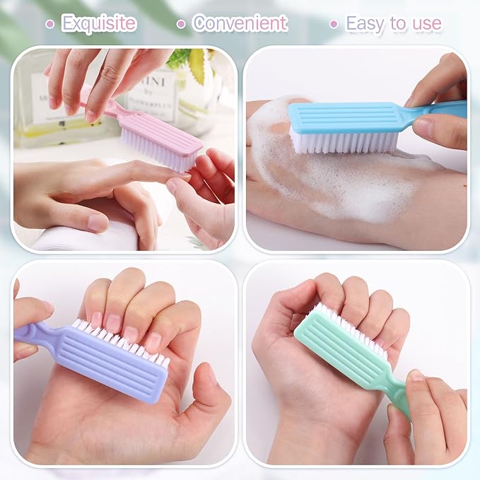 Patelai 30 Pcs Nail Scrubber Brushes Bulk Handle Grip Manicure Brushes for Cleaning Fingernails Pedicure Cleaning Brush for Toes and Fingernail Cleaning(Macaron Colors)