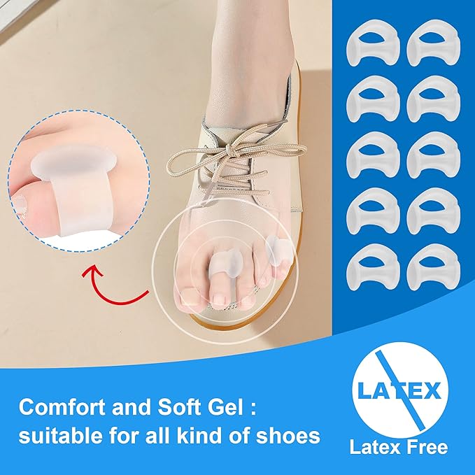 Pinky Toe Separators, Translucent Gel Toe Protector Spreader Small Silicone Toe Spacers, Cushions for Curled Overlapping Separate Toe Correct