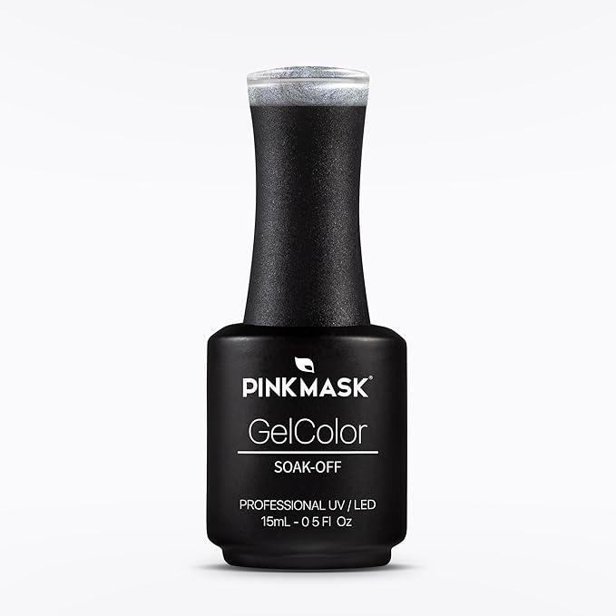 PINK MASK Gel Color Nail 15mL, Soak-Off Professional UV/LED, No-Wipe Formula, Long Lasting shine nails polishes. Gel Color - Silver Lake