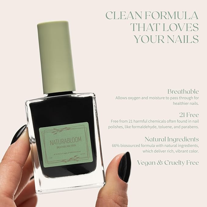 Breathable Premium Long Lasting Nail Polish (Dark Coal) - Vegan & Toxin-Free