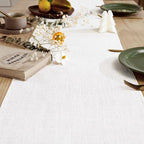 Cotton Linen Table Runner, 13x60 Inch, Off White - Image 2