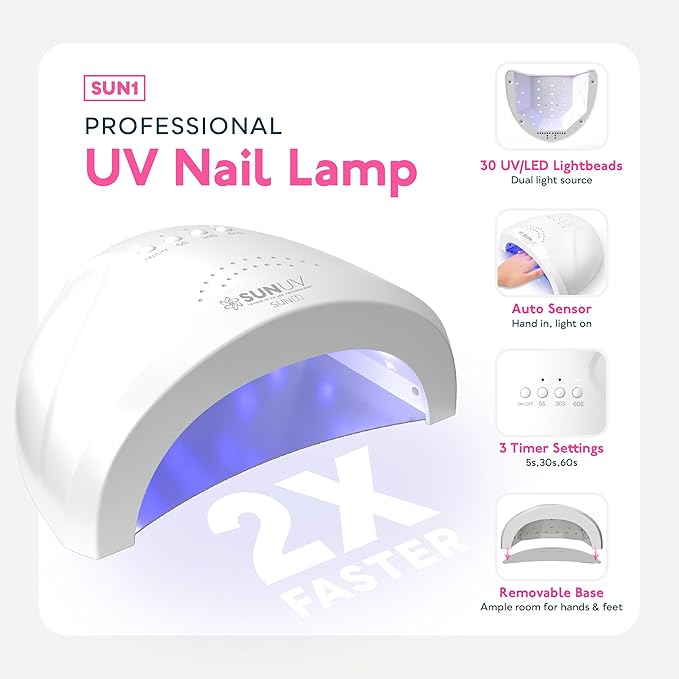 SUNUV Gel Nail Polish Kit with UV Light, Gel Polish Nail Kit Base and Glossy Top Coat Set 12 Colors Manicure Tools Gift for Woman