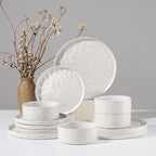 HaWare Dinnerware Sets, 12-Piece Plates and Bowls Set, Speckled White | by HaWare