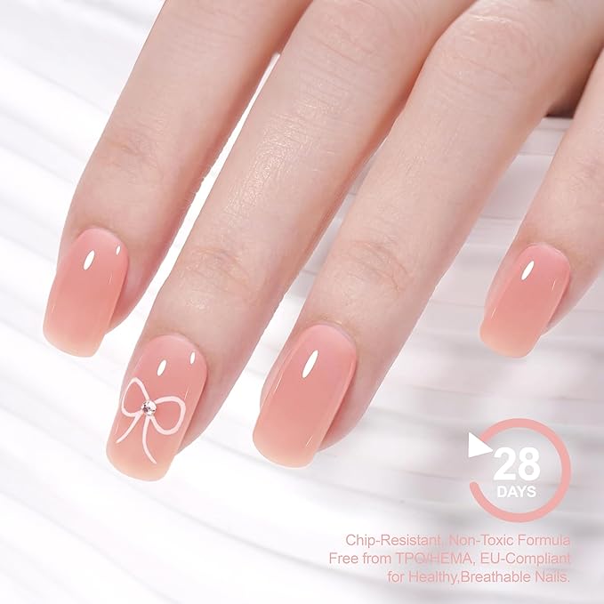 Builder Base Gel, Hema Free Strengthening Builder Gel for Nails Nude Pink 10ml, LED UV Curing Needed, Salon Shinning Last long Nail at Home