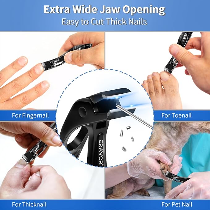 Nail Clippers for Men & Women - Upgrade Angled Head Large Toe Nail Clippers for Men with Wide Jaw Opening, Sharp Heavy Duty Fingernail Clipper Cutter, Premium Steel with Nail Catcher - Black