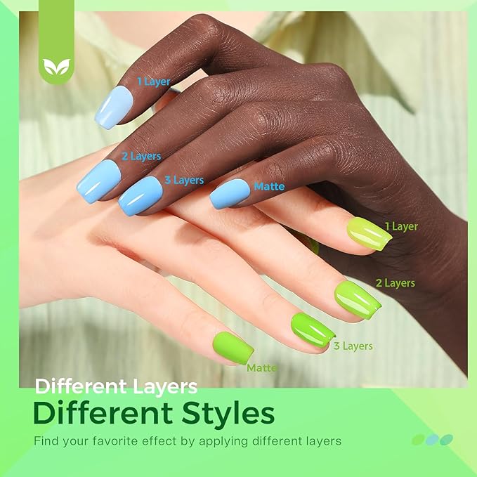 Morovan Green Nail Polish Set: Turquoise White Blue Spring Summer Fingernail Polish Kit Neon Lime Green Air Quick Dry Nail Polish Pack for Nail Art Manicure Gift Holiday Party for Women Girls