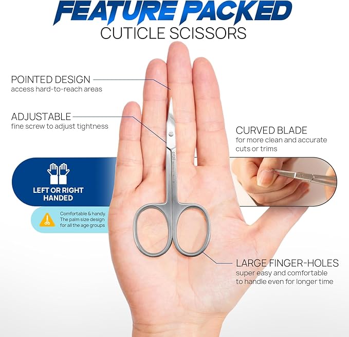 Nail Scissors for Women & Men – Stainless Steel, Curved Blade, Sharp Scissors for Toenails, Manicure, Pedicure, Cuticle For Home & Professional Use (Cuticle Scissors)