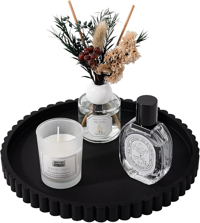Round Bathroom Tray Perfume Organizer Coffee Table Decor, Heat-Resistant by Heagoale