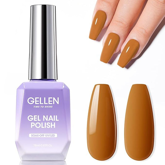 Gellen Gel Nail Polish Fall Winter Pumpkin Gel Polish Autumn Dark Orange Soak off UV LED Nail Lamp Nail Polish Home Salon Nail Art DIY Manicure Gift for Halloween Christmas, 0.61 Fl Oz