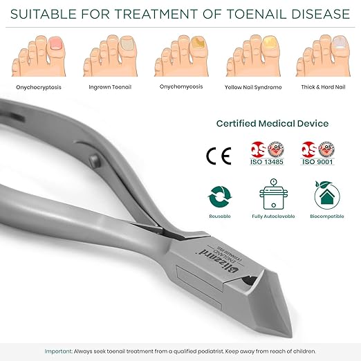 Nail Clippers for Men with Thick or Ingrown Toenails – Blizzard Podiatrist Toenail Clipper Set German Forged – 5.5 inch Heavy Duty Nail Cutter – Moon Head Smooth Handles - Hospital Grade