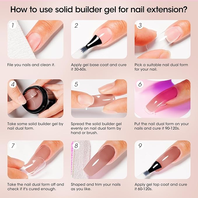 Gellen Nude Brown Solid Builder Gel for Nails, Non Sticky Buildergel for Extension Nails, 8 in 1 Multifunctional 3D Sculpting Gel for Nail Art