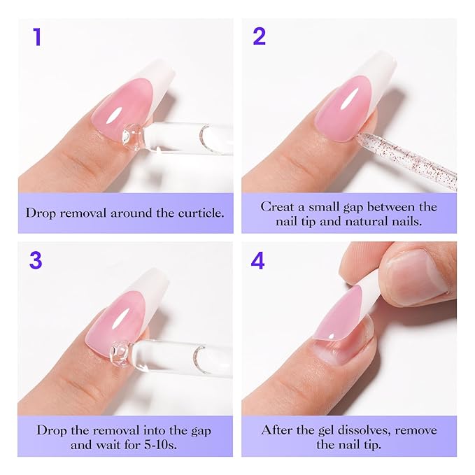 Gellen Nail Glue Remover for Press on Nails, 40ML UV Glue Remover, Non-Acetone Gentle Off for False Tips, Odorless Easy Debonder, Not for Gel Polish