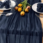 2 Pack Navy Blue Cheesecloth Table Runner 10ft Rustic Outdoor Decor | - Image 2