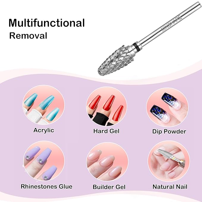 Nail Drill Bits 3/32" Carbide Professional Safety Tungsten Nail File Cone Drill Bit for Acrylic Nail Gel Cuticle cleaner Manicure Pedicure Nail Polishing, Beginner Salon, Extra Coarse