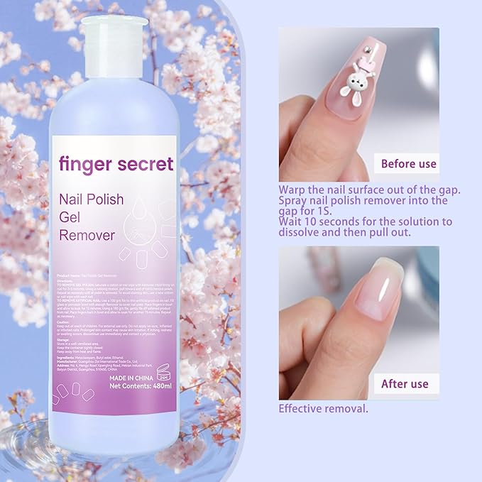 Nail Remover Gel Polish,finger secret Nail Polish Gel Remover 480ML,Gel Polish Remover for Nails,Professional Gel Nail Polish Remover Liquid Quickly & Easily & Effectively Remove Polish Gel