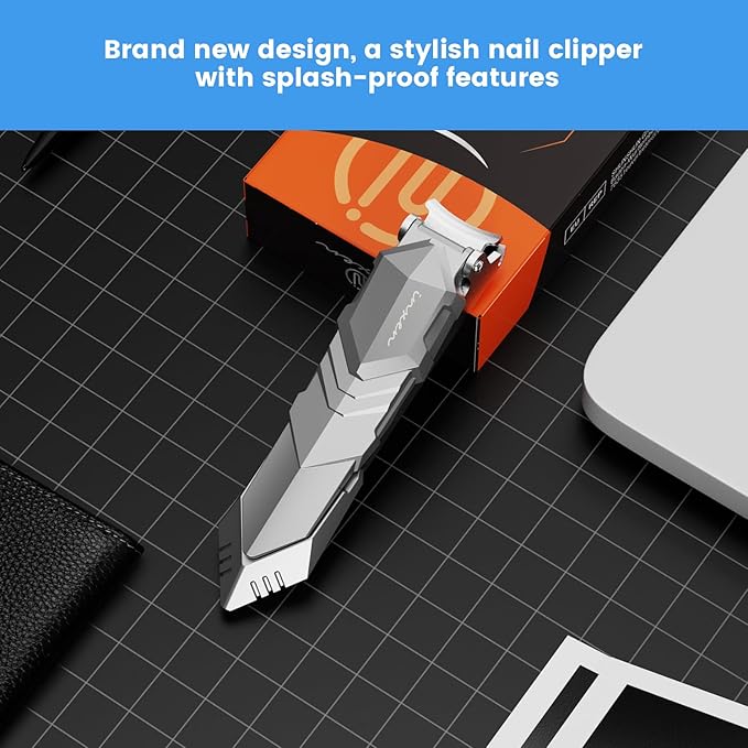 Nail Clippers for Men with Catcher, Sharp Nail Clippers of No Splash Self-Collecting, Stainless Steel Heavy Duty Toenail Clippers for Fingernail and Toenails,Nail Cutter for Seniors Adults Women