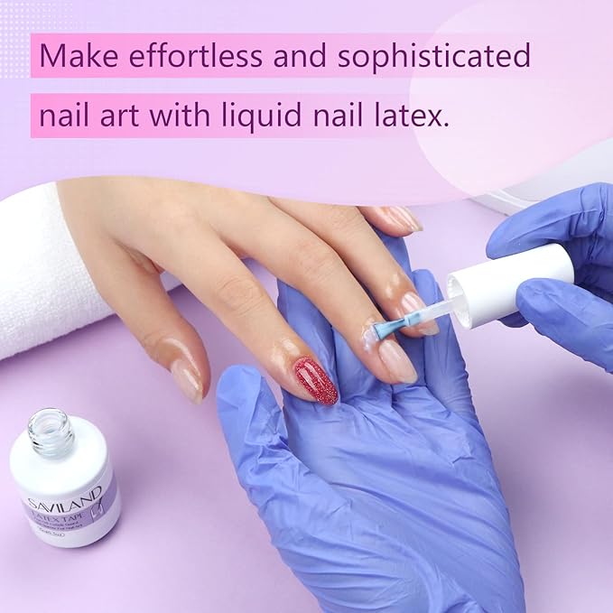 SAVILAND 2PCS Liquid Latex for Nails: 30ML Liquid Latex Peel Off Nail Polish Cuticle Guard for Gel Polish with Tweezers Nails Polish Protector for Fingers Peel Off Tip Tape for Nail Art