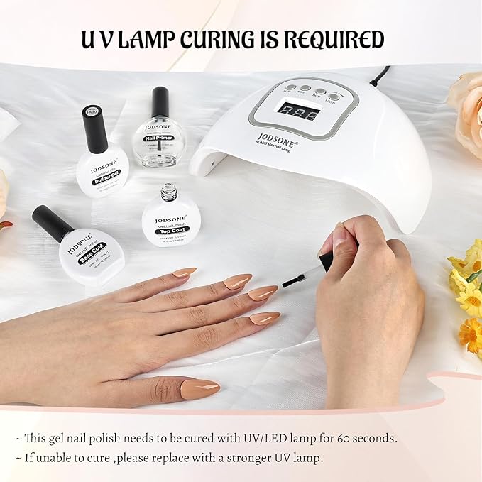JODSONE 4Pcs Base Coat Top Coat Nail Primer Builder Gel for Strong Long Lasting Manicures Prep Protect and Perfect Your Nails 16.5ml Each Salon Quality Set